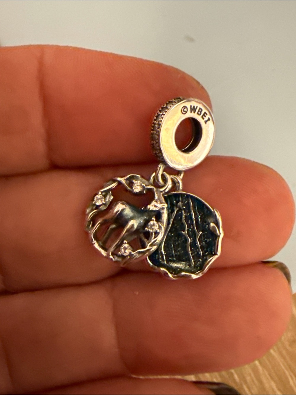 Pandora Silver Horse & Textured Disc Dangle Charm